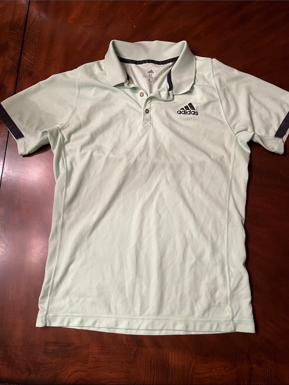 adidas Mens Mint Green Polo with Contrast Trim